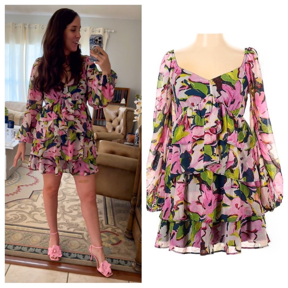 Abercrombie and Fitch Floral tiered ruffle mini dress